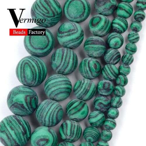 4/6/8/10/12mm Dull Polished Matte Green Malachite Stone Beads Spacer Round Beads For Jewelry Making Bracelet Handmade Jewellery