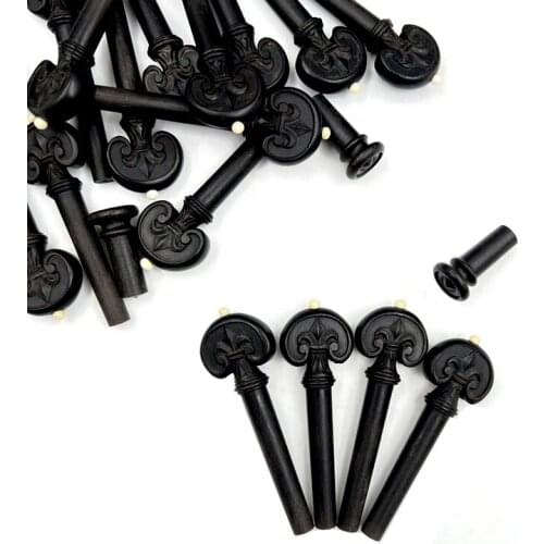Beautiful 4/4violin Fittings,8pcs carving ebony pegs.Perfect workmanship