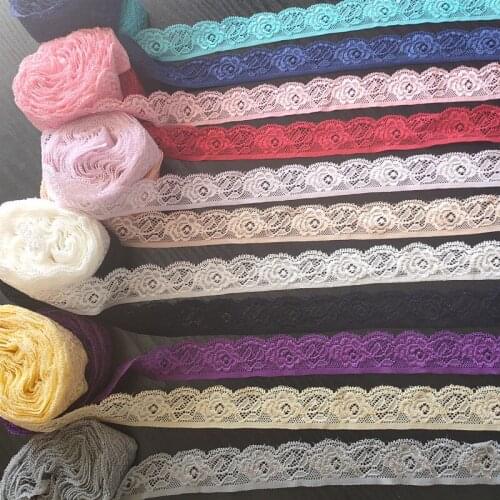 5-10 yards high quality stretch lace ribbon 25mm wide embroidered lace stretch lace DIY sewing apparel curtain underwear trim