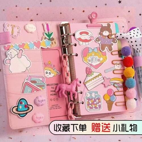 A6Teenage girls' flipbook grid horizontal line handbook core DIY cute primary school students' diary notebook set