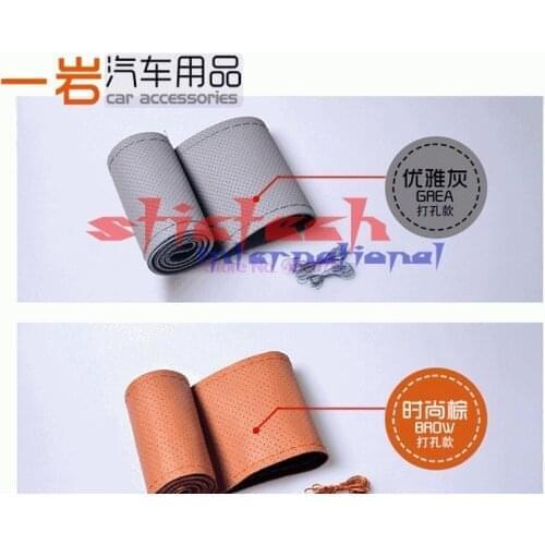 By DHL or Fedex 200pcs Microfiber leatherCar Wheel Cover Soft Anti-slip Car Steering Cover Black Braid With Needles and Thread