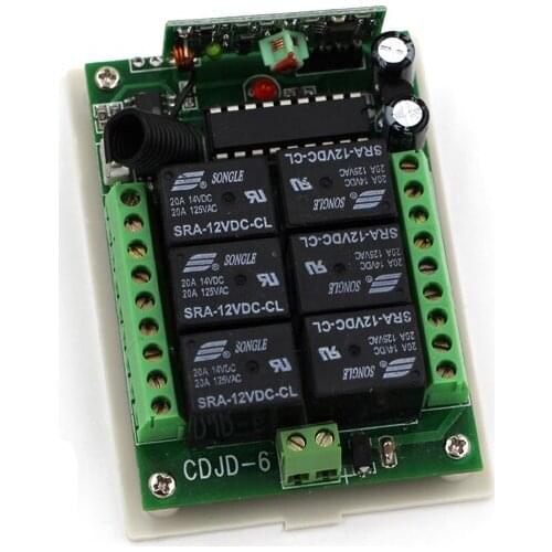 Smart Home DC 12/24V Wireless Remote Control Switch 6CH Relay Module Receiver With Case Learning Code 315/433Mhz