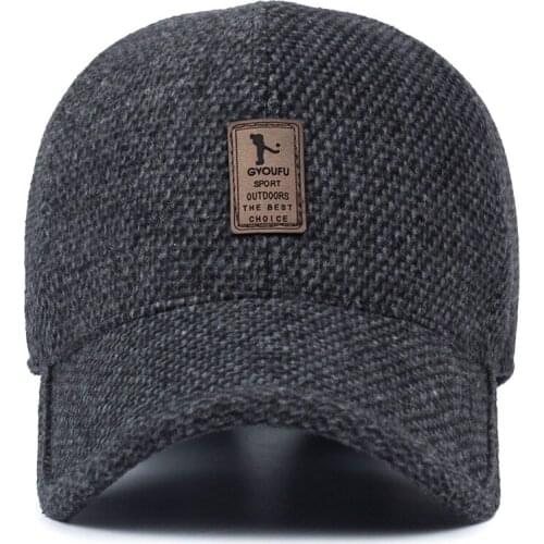 WOWTIGER New Winter Baseball Caps for men Leisure Sun Cap Warm Thick Hats Men`s Ear Protection