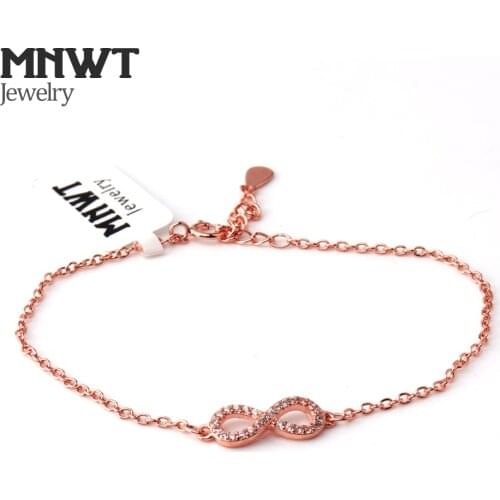 MNWT Zircon Rose Gold Bracelets 8 Infinity Bracelet European And American Popular Bracelet Women Gift Simple Jewelry