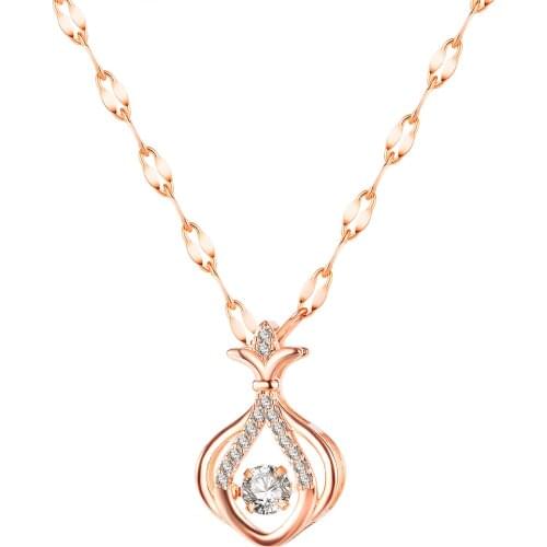 Cyue New 316L Stainless Steel Necklace Chain Rose Lucky Money Bag Pendant Charm With Pave AAA CZ For Women Jewelry