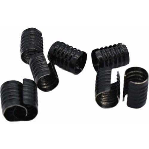 Black Crimp Cord Ends Cap Findings Small Round Curve Adjustable Fold Over Crimps End Caps without Loop Key Fob Hardware 13*9mm