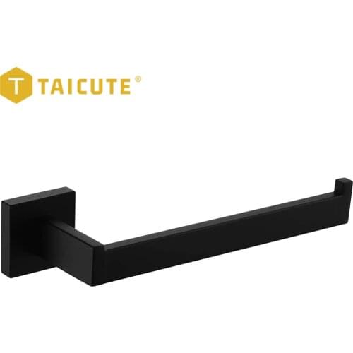TAICUTE Bathroom Towel Holder Stainless Steel Towel Hanger Wall Mount Shower Accessories, Black Chrome Brushed