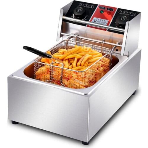 Electric fryer 20L double-cylinder deep-fried dough stick machine French fries fried chicken steak large-capacity gas fryer