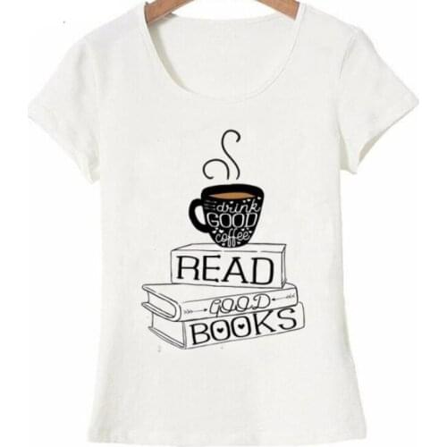 Coffee Read Good Books T-Shirt 2020 New summer Women t-shirt maiden casual Tops ladies novelty Tee Girl short sleeve