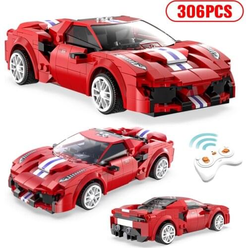 City Technical RC Supercar Sports Car Model Building Blocks Creator MOC Remote Control Racing Vehicle Bricks Toys For Children