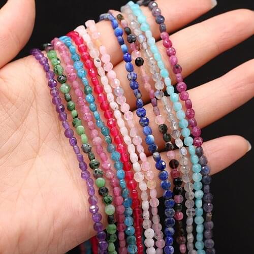 Natural Stone Faceted Beads Round Lapis lazuli Morgan Amethysts Loose Bead for Jewelry Making Women Bracelet Necklace Crafts