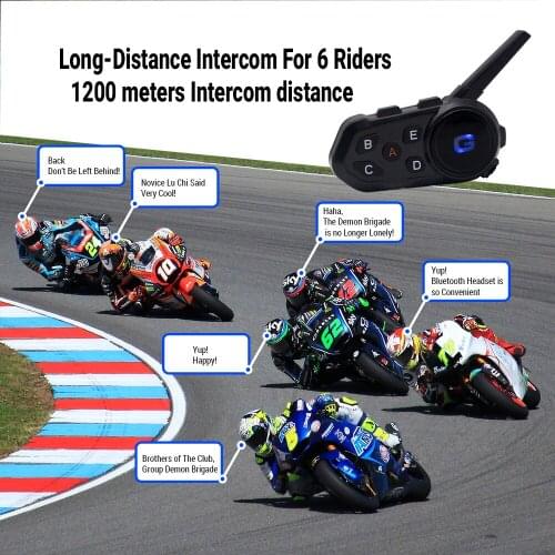 Group Talk S6 Headset for Motorbike Music Rechargeable Big Capacity Battery with GPS Functions