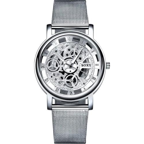 Hohl Uhr 2019 Skeleton Armbanduhr Mesh Frauen Unisex Quarz Uhren Hohl Uhren relogio masculino