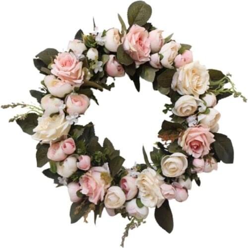 Artificial Rose Wreath Garland For Wedding Decoration Home Party DIY Wall Hanging Front Door Decoration 32cm