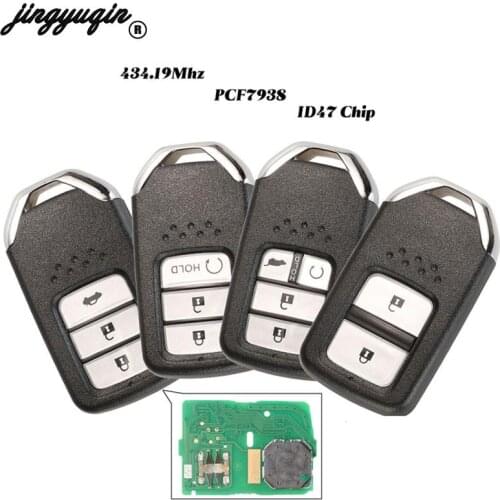 Jingyuqin 2/3/4 BTN Remote Smart Car key 434Mhz FSK For Honda Greiz Fit City Jazz XRV Venzel HRV CRV ID47 CHIP
