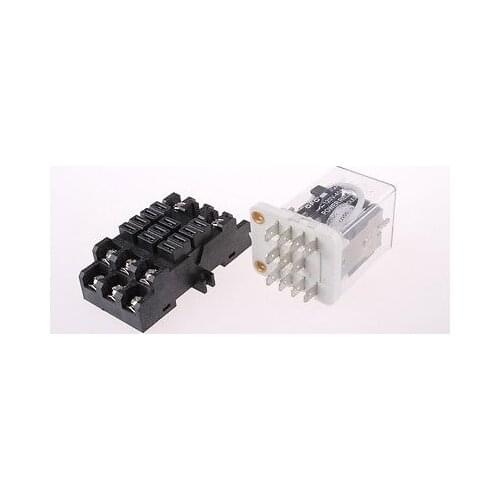JQX-38F DC 12V 40A 11 Pin 3PDT Coil Power Relay With Socket