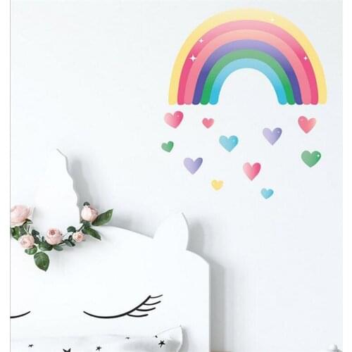 Colorful love rainbow Wall Sticker for kids rooms living room children wedding decoration wallpaper Mural nursery stickers