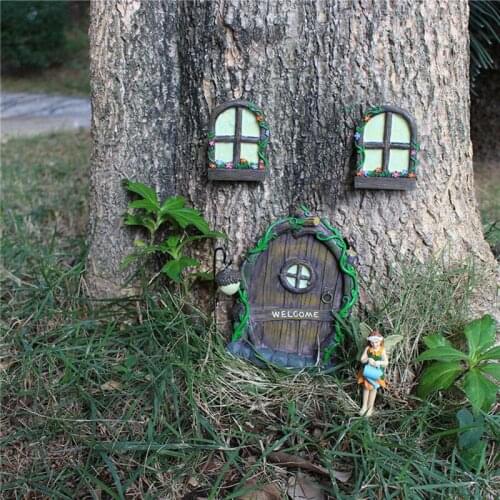 Creative Fairy Garden Door Tree Figurine Garden Decoration Ornament Miniatures Home Yard Porch Decor