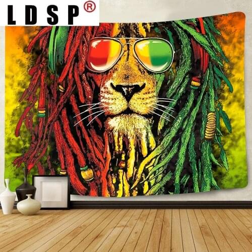 LDSP Psychedelic Rastafarian Tapestry Lion Head Marley Bob Abstract Art Wall Hanging Backdrop Living Room Bedroom Home Decor