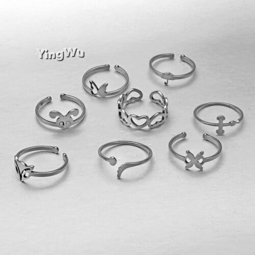 Fashion Adjustable Stainless Steel Rings Sliver For Lovers Trendy High Quality Wedding Rings Jewelry