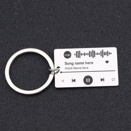 Custom Music Song Name Singer Spotify Code Keychain Personalized Accessories For Boyfriend Girlfriend Couple Gift