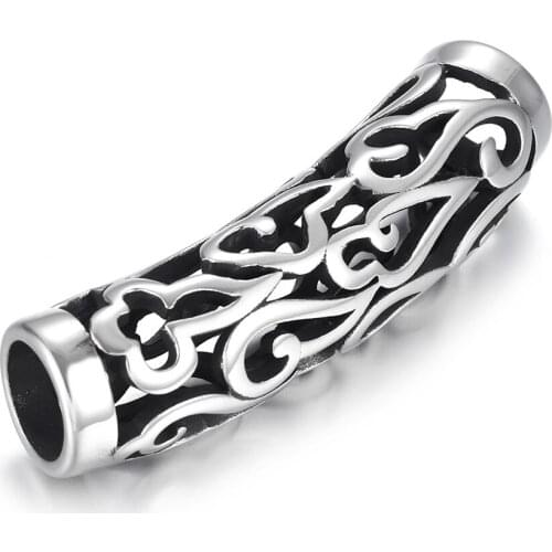 Stainless Steel Tube Beads Curved Hollow Polished 7mm Hole Tubular Bead Metal Charms DIY Accessories for Jewelry Making