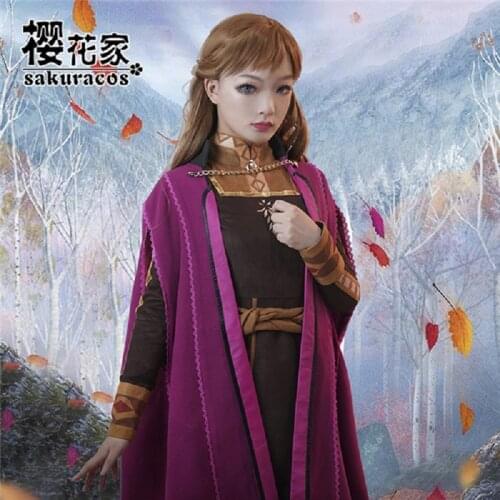 2020 New Anna Cosplay Costume Snow Suede Dress+Cloak Princess Dress Halloween Party High Quality Women Outfit