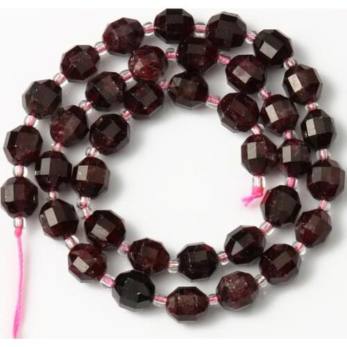 8MM Natural Faceted Red Garnet Stone Beads Round Loose Spacer Beads For Jewelry Making Diy Woman Bracelets Necklace 15Inches