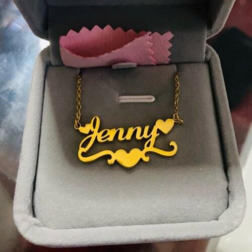 Custom Heart Ribbon Name Necklace Nameplate Pendant Stainless Steel Gold Choker Necklace For Women BFF Personalized Jewelry Gift