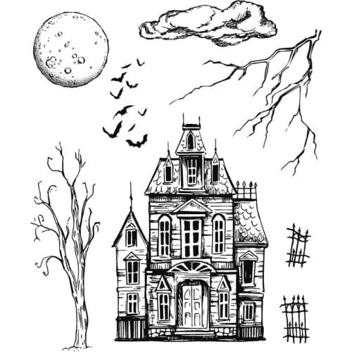 Clear Stamps Castle Moon Dead Tree Crow Clouds For DIY Scrapbook Photo Album Craft Card 2021 New