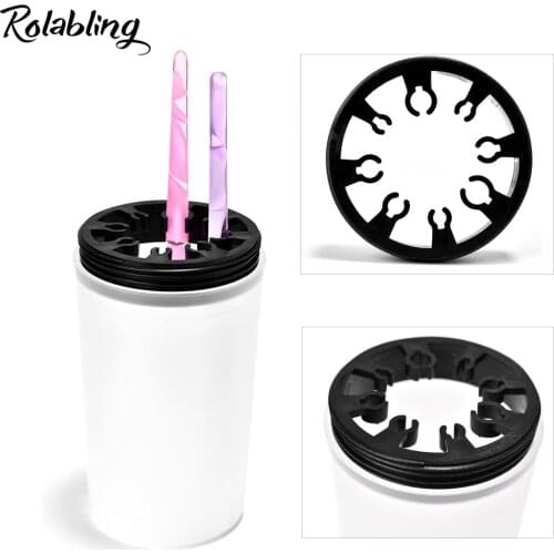 Rolabling 1pcs Handy Holder Acrylic Washing Cup Water Container Cups Nail Art Brush Pen Cleaner Soaker Bottle Polish Remover Cup