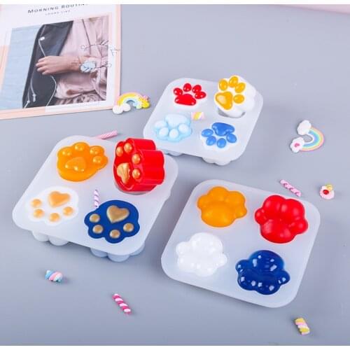 DIY Crystal Epoxy Resin Mold Cute Cat Claw Frosted Mirror Integrated Silicone Mold For Resin