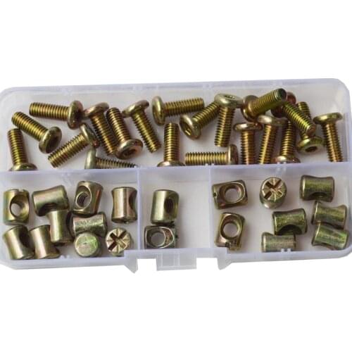 Hex Drive Allen Socket Head Furniture Screw Metric Thread Hexagon Machine Bolt Barrel Nut Assortment Kit M6x15-75mm Steel Zinc