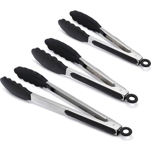 3PCS Silicone Tongs (7 9 and 12Inch) Non Stick Kitchen Tong for Cooking Serving Grill BBQ Salad Utensils Kitchen BBQ Tool