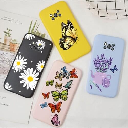 Butterfly Silicone Case For Xiaomi Poco X3 Pro Poco X 3 NFC PocoX3 Case Back Cover TPU Cute Soft Matte For Poco X3 Pro Funda