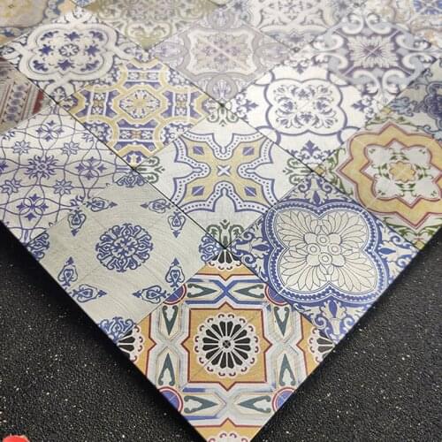 Bohemia Style Metal mosaic tile 1 box 11pcs Self-adhesive Aluminum Plastic wall stickers for Kitchen / bedroom / living room