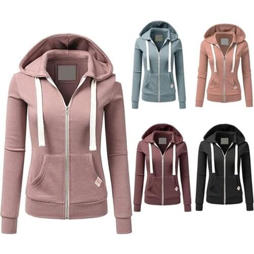 Women Zipper Hoodies Sweatshirt Jacket Winter Autumn Solid Zipper Women Hoodies Sweatshirts Moleton Feminino 5 Colors S-XL