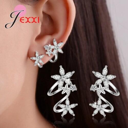 Latest Fashion Style Top Design Genuine 925 Sterling Silver Earrings For Women Elegant Bridal Earrings Lovely Flowers Shape