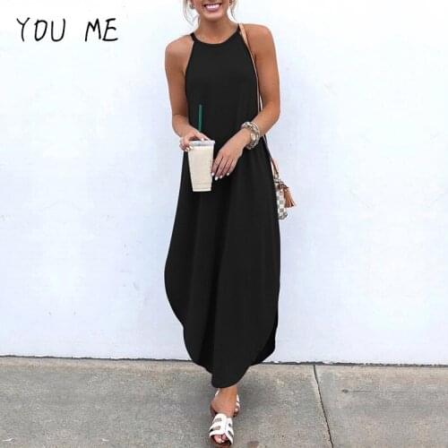 YOU ME Women Dress 2019 Summer Sexy Strap Sleeveless Irregular Party Maxi Long Dresses Female Casual Loose Plus Size Vestidos