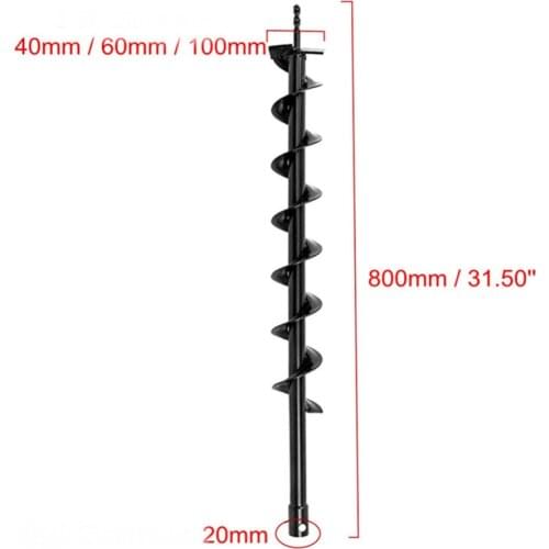1Pcs 6 x 80cm New Earth Auger Hole Digger Tools Planting Machine Drill Bit Fence Borer Petrol Post Hole Digger Garden Tool New