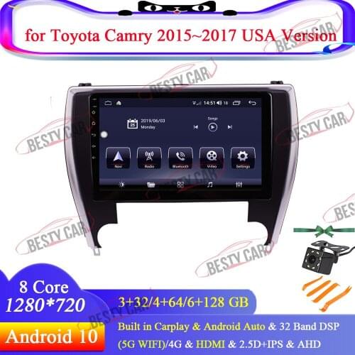 10.1'' Android 10.0 Car multimedia Player Radio Stereo for Fit For Toyota Camry 2015~2017 USA Version Carplay DSP WIFI BT 4G