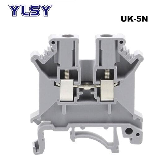 20/50/100pcs Din Rail Mount Terminal Blocks UK-5N Screw Wire Electrical Terminals Connector Bornier Brass Cable Morsettiera 41A