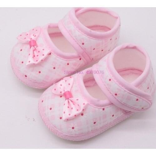 DHL 200pair Cotton Baby Girls Shoes Infant First Walkers Toddler Girls Kid Bowknot Soft Anti-Slip Crib Shoes 0-18 Months