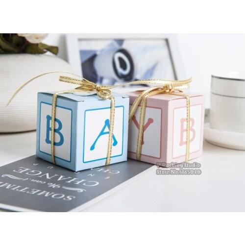 5*5*5cm Blue Pink Cube candy Box bag Square Shape Childrens Day Favor Gift Boxes pie Party Box 200pcs/lot