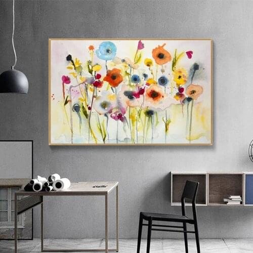 Abstract Red Yellow Blue Flower Modern Wall Pictures For Living Room Painting Wall Painting Picture Canvas Art No Frame