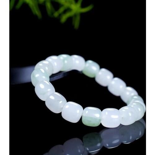 Golden Silk Jade Beads Bracelet Temperament Jewelry Women Round Stone Bead Elastic Beaded Bangle Jades Stone Jewelry Amulet Gift