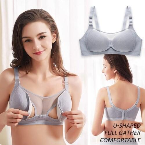 Pregnancy Front Buckle Bra Feeding Maternity Nursing Organic Cotton Cozy Breastfeeding U-shaped Underwear Women top for feeding