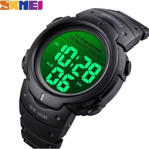 SKMEI Sport Fitness Watches Mens Digital 100M Waterproof Wrist Watch Men 2 Time 10 Year Battery Alarm Clock reloj hombre 1560