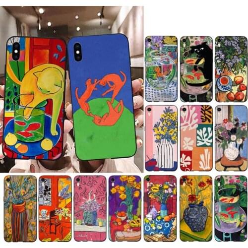 FHNBLJ Henri Matisse cat flowers Art Painting Phone Case for iPhone 11 12 pro XS MAX 8 7 6 6S Plus X 5S SE 2020 XR cover