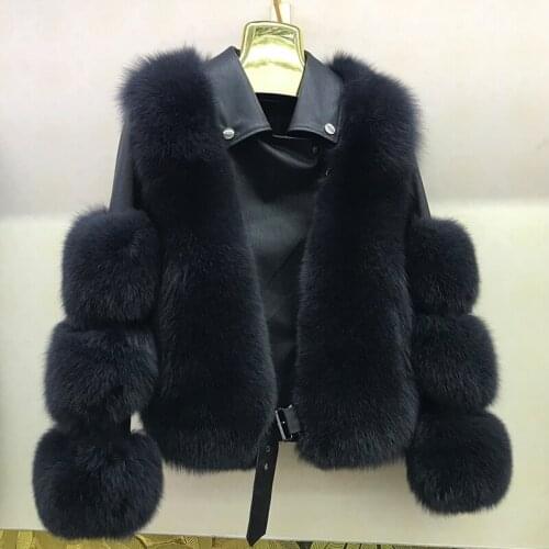 CNEGOVIK fur coats jacket women real fox fur genuine-sheepskin outwear 2020 new fashion multicolor overcoat